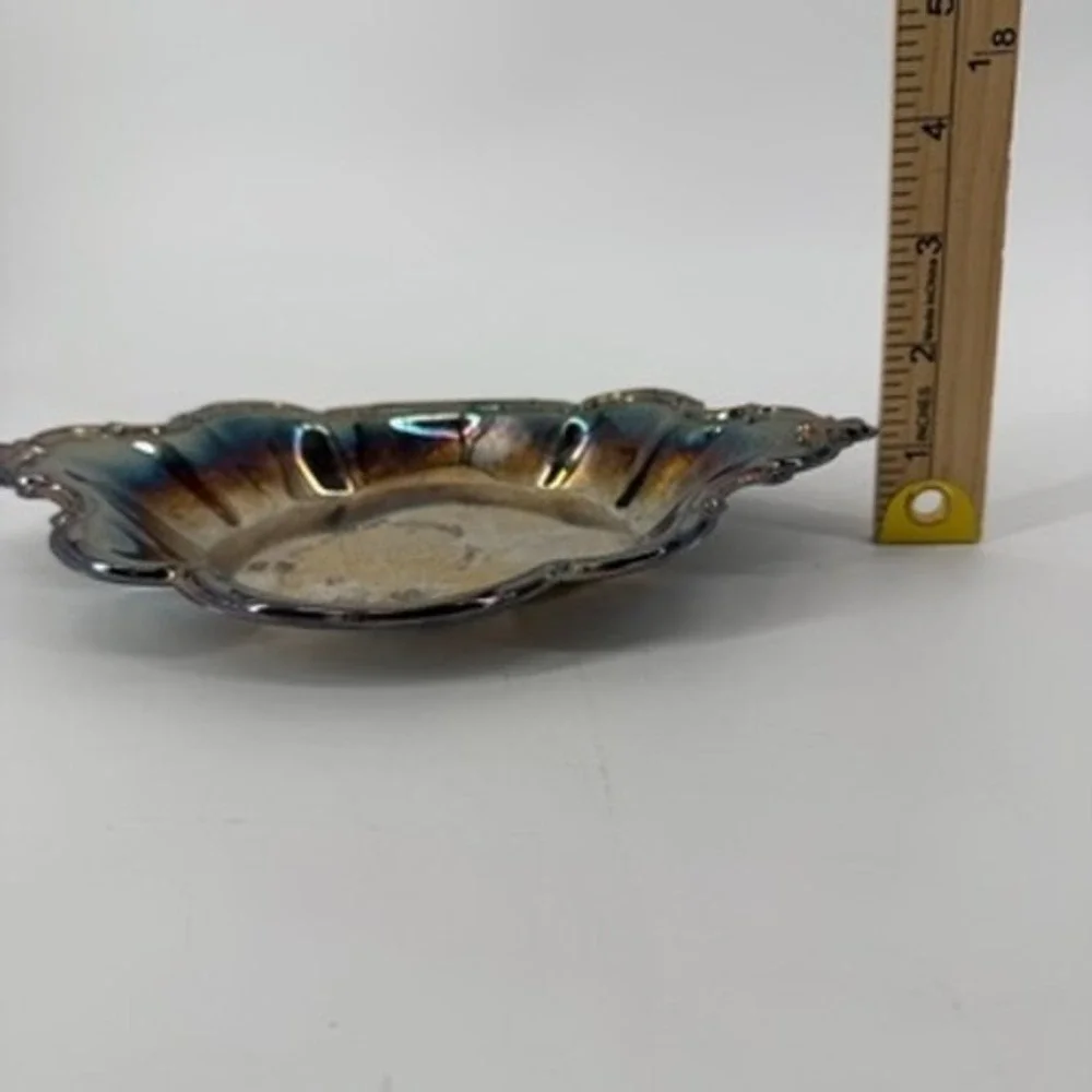Vintage International Silver Co Scalloped Oval Trinket Dish Silverplate USA